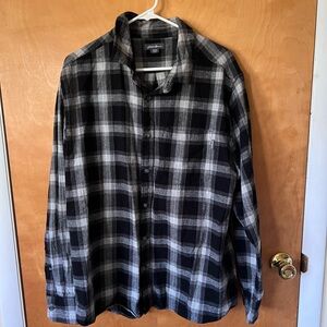 Eddie Bauer Charcoal and Light Gray Plaid Shirt